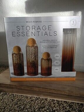 Amber Glass Canister Set with Cork Stoppers